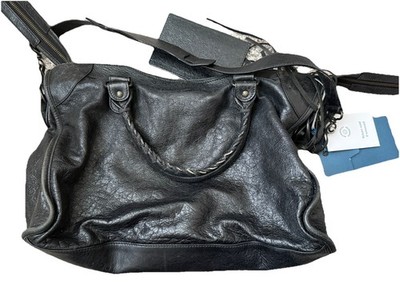 Balenciaga City Bag Shoulder Bag 115748 Black Leather Authentic