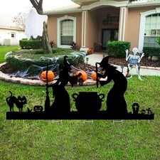 Halloween Witch Decorations Silhouette Yard Signs with Stakes for Outdoor Party
