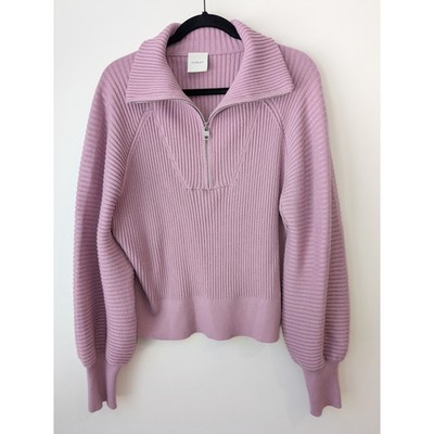 Varley Reid Half-Zip Knit  Ribbed Pullover Sweater In Smoky Grape Women's Lg