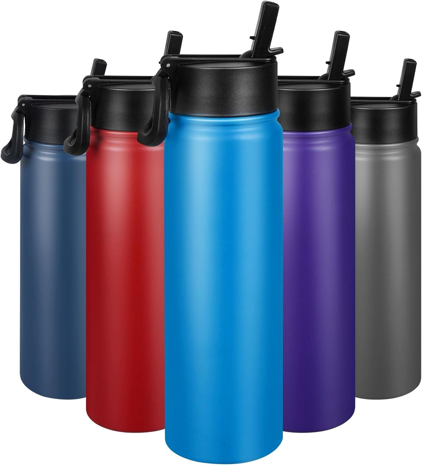 With Straw, Stainless Steel Double Wall Vacuum Bott