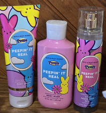 3 NEW Bath Body Works Peepin' It Real PEEPS Body Cream Mist Wash