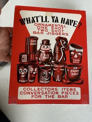 Vintage What'll Ya Have? Set of 8 Pieces Shot Glass Bar Jiggers - New in Package