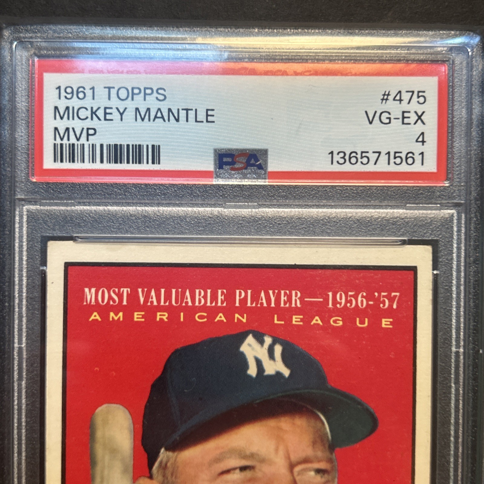 1961 Topps Set-Break #475 Mickey Mantle Mvp PSA 4 VG-EX GREAT COLOR!! view 5