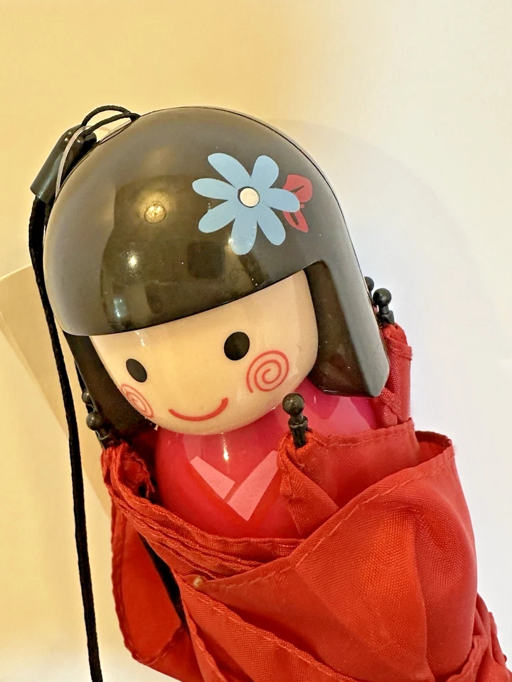 Paraguas Plegable Kawaii Japón Kimono Niña - Lindo Mango Muñeca - Nuevo con Etiquetas Foto 4 de 4