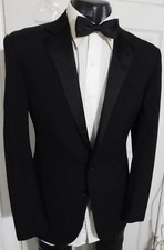 RALPH LAUREN BLACK LABEL SIZE 38R BLACK 2 BUTTON WOOL TUXEDO JACKET