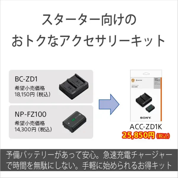 Camera Item Accessory kit (charger BC-ZD1 + battery NP-FZ100) ACC