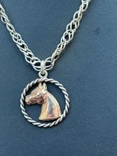 VOGT TAXCO 925 STERLING SILVER AND 10K GOLD HORSE PENDANT NECKLACE