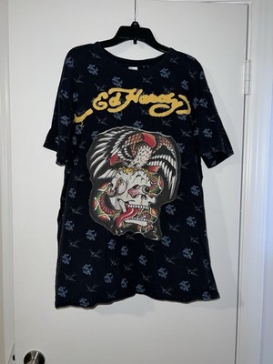 Black Ed Hardy Black Eagle Skull T-shirt Size XL
