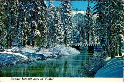 Postcard: Donner Summit Area in the High Sierras late winter snow California-A3