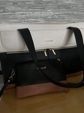 LOVEVOOK Laptop Bag for Women  16” x 10” Beige Brown Black with purse.