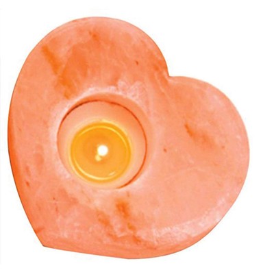 Shape Natural Pink Heart Style Tealight, 100% Pure Crystal Salt Candle Holder...