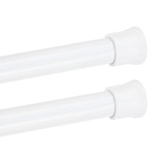 2Pcs White Tension Curtain Rod 12 to 20'', 0.5'' Dia Thin Adjustable Spring Rod