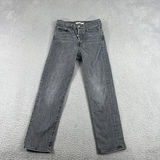 Levis Wedgie Straight Jeans Womens 25 Black Button Fly High Rise Ankle Denim