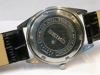 VINTAGE SEIKO 17J WINDING PATINA BLACK DIAL 6602-8050 JAPAN MEN'S