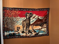Vintage 70&rsquo;s Big-horn Sheep On  A Snowy Mountain 32&rdquo;x49&rdquo;