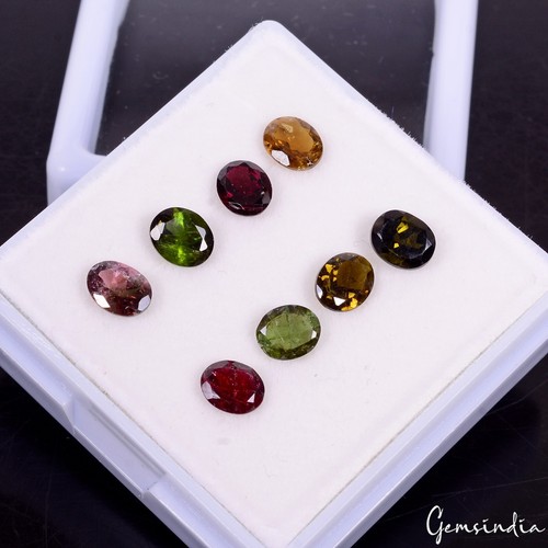 Certified Natural Multi Tourmaline Oval Shape Loose Gemstone Lot 6x5 MM 4.8 CT - Picture 4 of 8