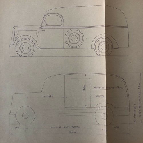 1938 Coachbuilder Truck Design Blueprint Rendering Blue Print Panel Van - Picture 2 of 8