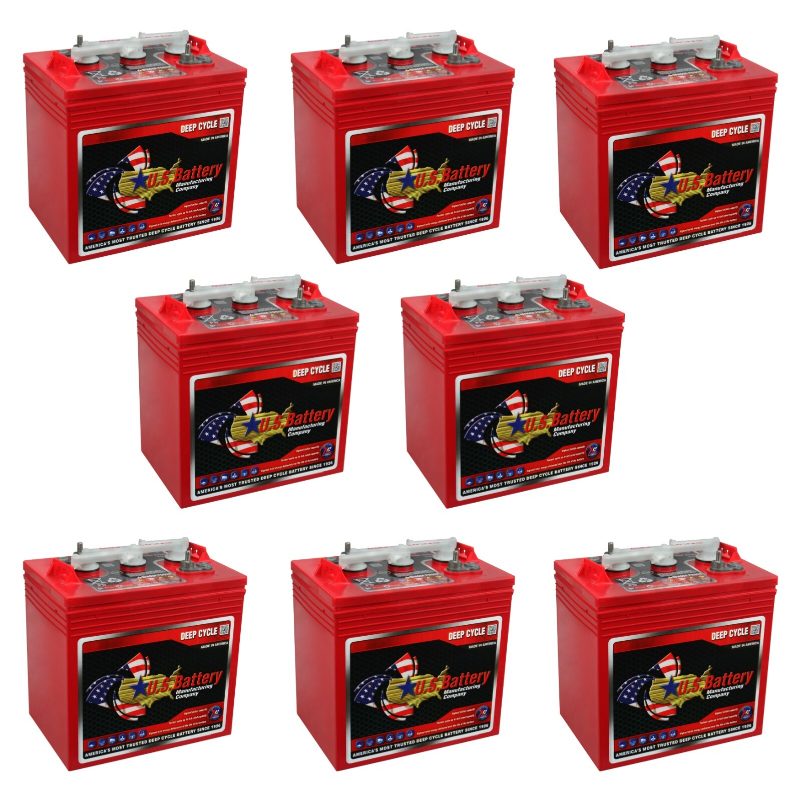 US Battery Deep Cycle Golf Cart 6V 232 Amp Hour Battery: GC2 Group Size - 8 Pack