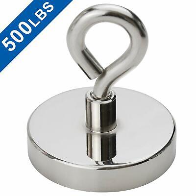 500 LBS 240 KG Super Strong Rare-Earth Neodymium Magnet with Eyebolt Diameter 2.95 inch Countersunk Hole | with 65 feet Rope for Magnetic Fishing Pulling Force Fishing Magnet with Rope 75mm 