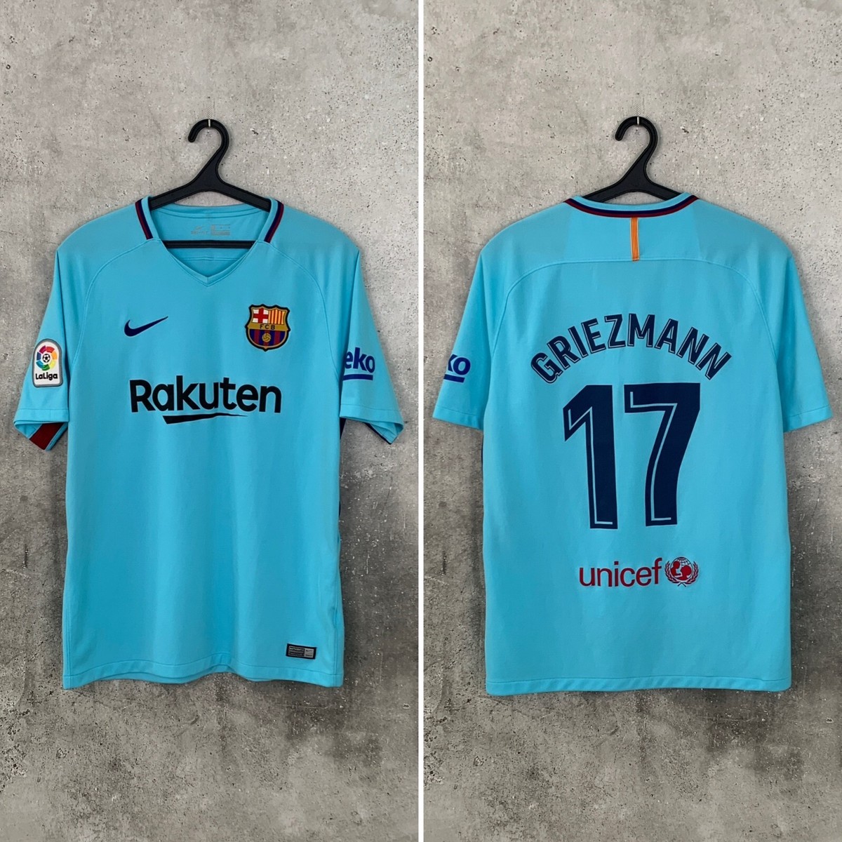 BARCELONA 2017 2018 AWAY FOOTBALL SHIRT #17 GRIEZMANN NIKE JERSEY
