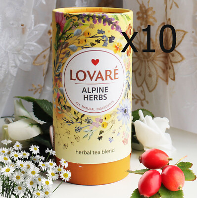 10x80g LOVARE ''Alpenkräuter'' Tee Alpine Herbs Hagebutte Zitronengras Kamillien