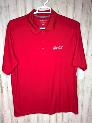 Coca Cola Polo Shirt XL Employee Work Red Embroidered Crew Trimark Short Sleeve