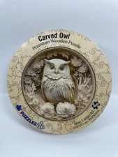 PuzzlesUP Carved Owl - Wooden Jigsaw Puzzle Big A3 with Wooden box