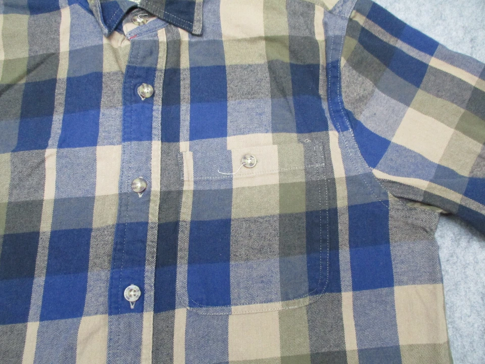 Boston Traders Shirt Mens Medium Blue Brown Plaid Button Up Long Sleeve Casual - Image 2 of 4