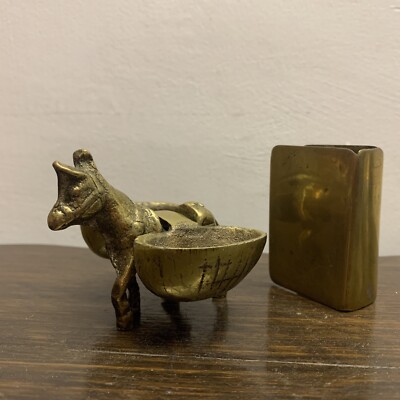 Vintage Streichholzschachtelhalter & Streichholzhalter in Form eines Esels