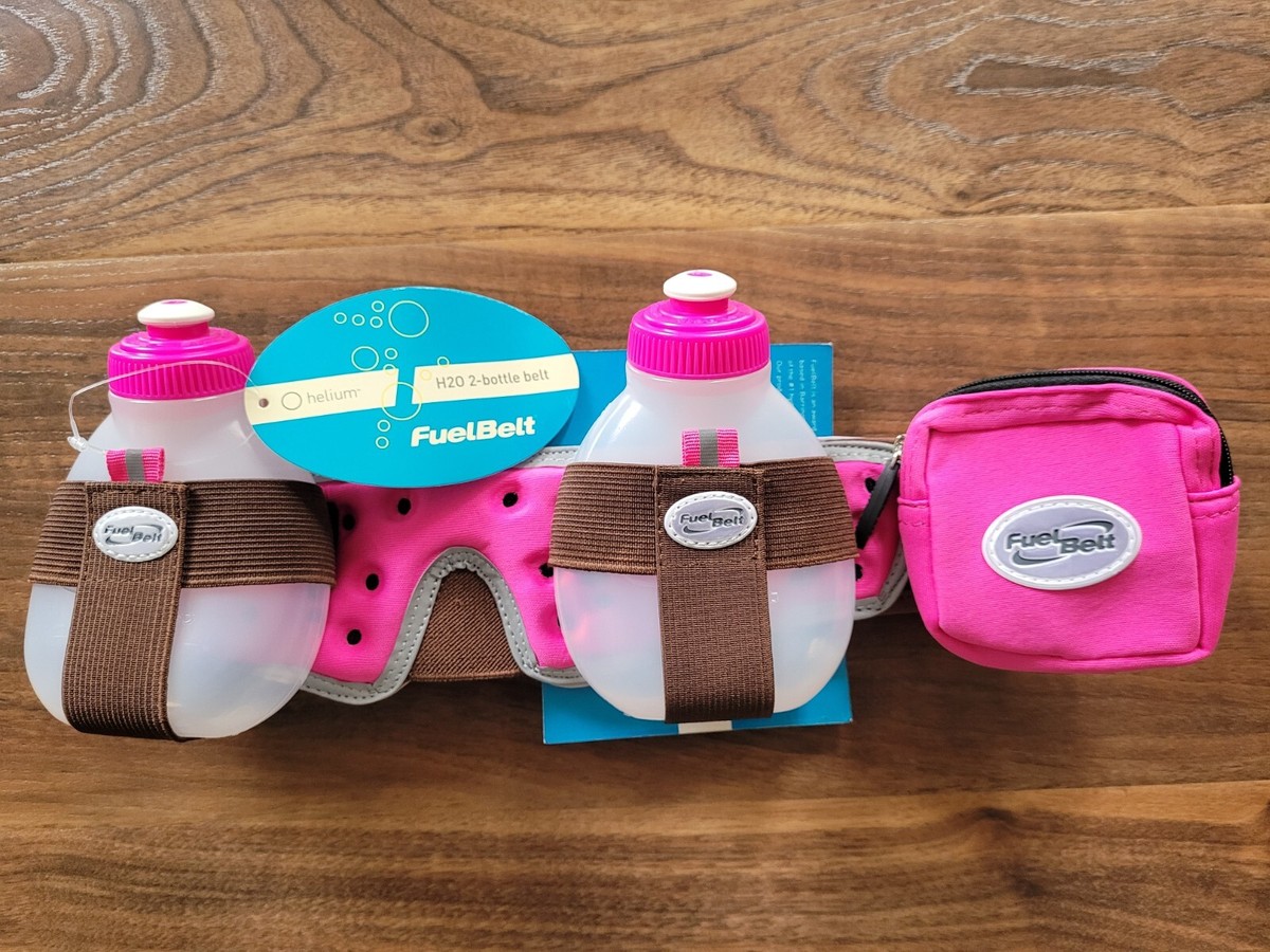FuelBelt Helium 2-Bottle Hydration Belt Running -Hibiscus Pink/Cocoa OS  NEW