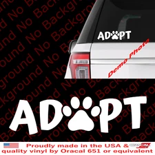 Adopt Paw Sticker Vinyl Decal Dog Cat Pet Puppy Animal Window Heart Rescue AM032