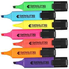 Pack Of 10 Dataglo Fluorescent Chisel Tip Highlighter Pens School Office Neon SQ