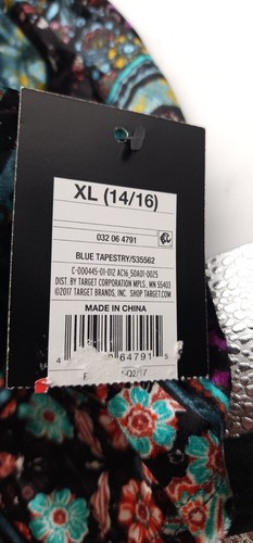 Art Class Girl's Pleated Velvet Skirt Blue Tapestry Xl (14/16) - Picture 3 of 3