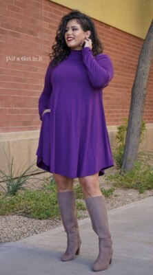 dark purple swing dress DOLLY Elegant Deep Purple Off Shoulder Swing Collar Short Party Dress-PREETI L / Purple