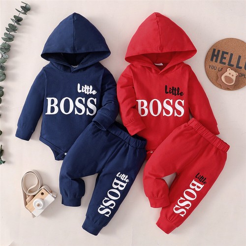 Neugeborenes Baby Jungen 2-teiliges Kleidungsset Langarm Hoodie Strampler Hose Outfits
