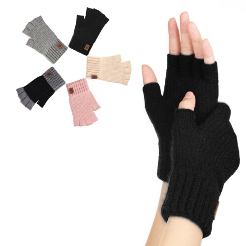 Fingerless Gloves for Women - Winter Gloves Men Warm Stretch Knit Cold Weathe...