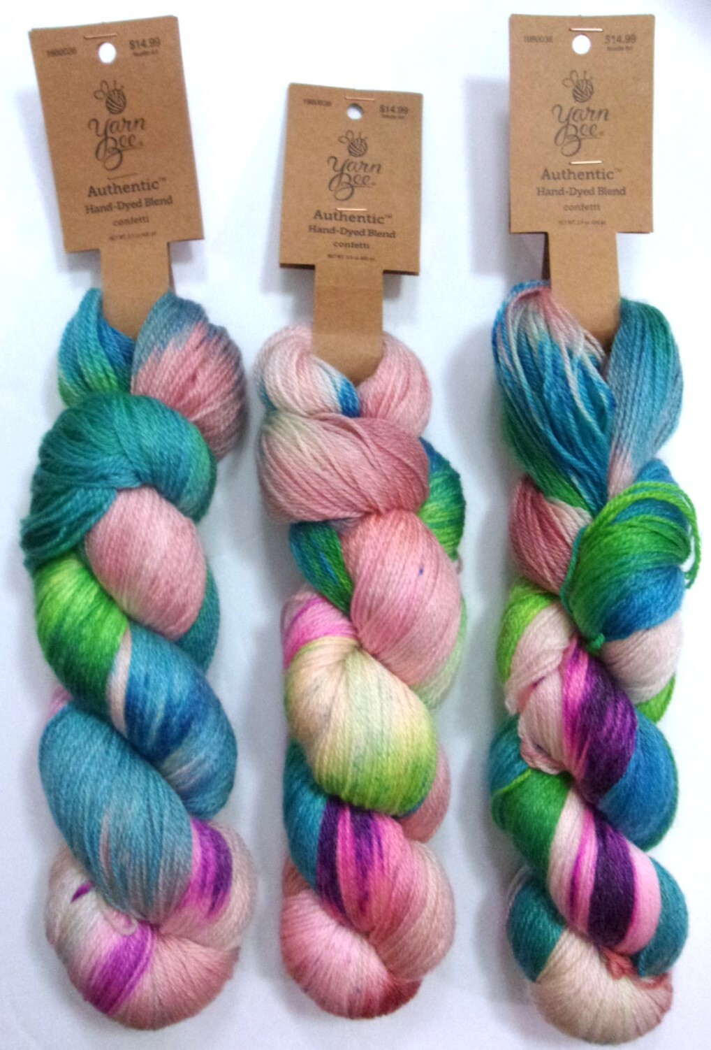 Lot of 3 Yarn Bee Authentic HandDyed Superwash Merino Blend Yarn