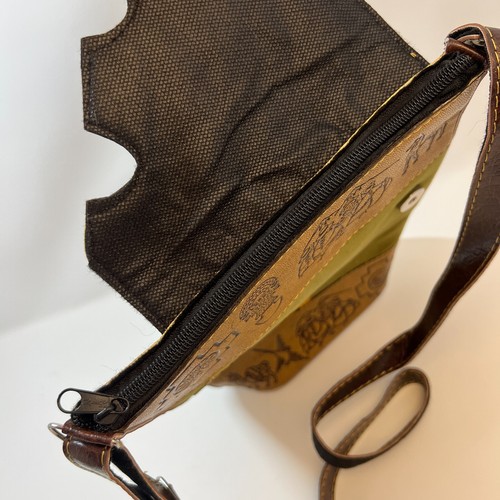 LAMA Cartera Bandolera Bolso Pequeño Verde Marrón Bolso de Mano Gamuza Imitación Cuero - Imagen 14 de 17