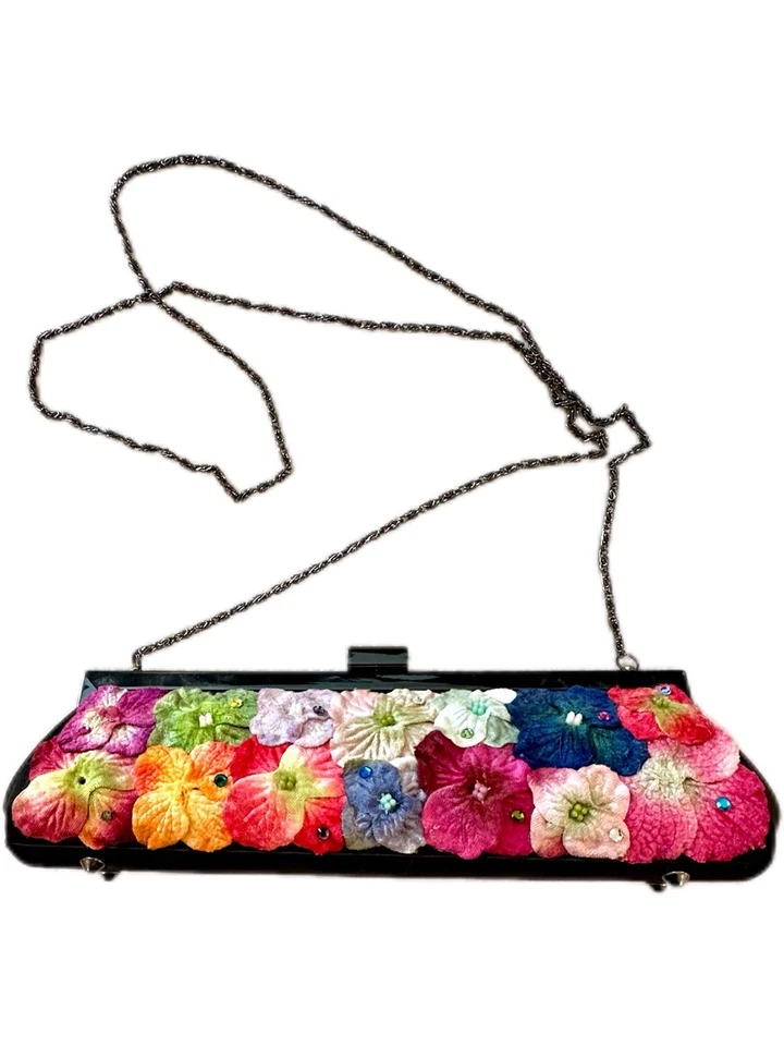Bolso sin asas floral Lauren Scherr Bolso de noche Bolso de mano con cuentas Lentejuelas Los Ángeles Foto 2 de 4