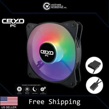 120mm Computer Case Fan Rainbow LED, 3pin + Molex, PC Cooling, RGB, Cryo-PC
