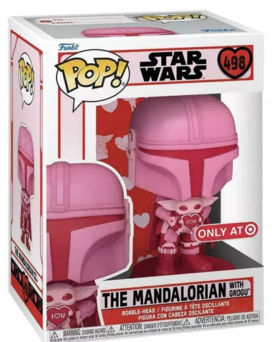 MANDALORIAN W GROGU funko pop VALENTINES DAY 498 pink star wars TARGET exclusive