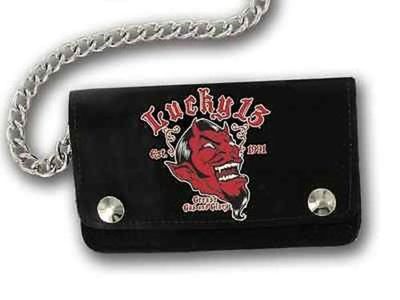 Lucky 13 Death or Glory Skull Biker Tattoos Black Leather Chain Wallet LAWC9DG Lucky 13 Death or Glory Skull Biker Tattoos Black Leather Chain Wallet LAWC9DG