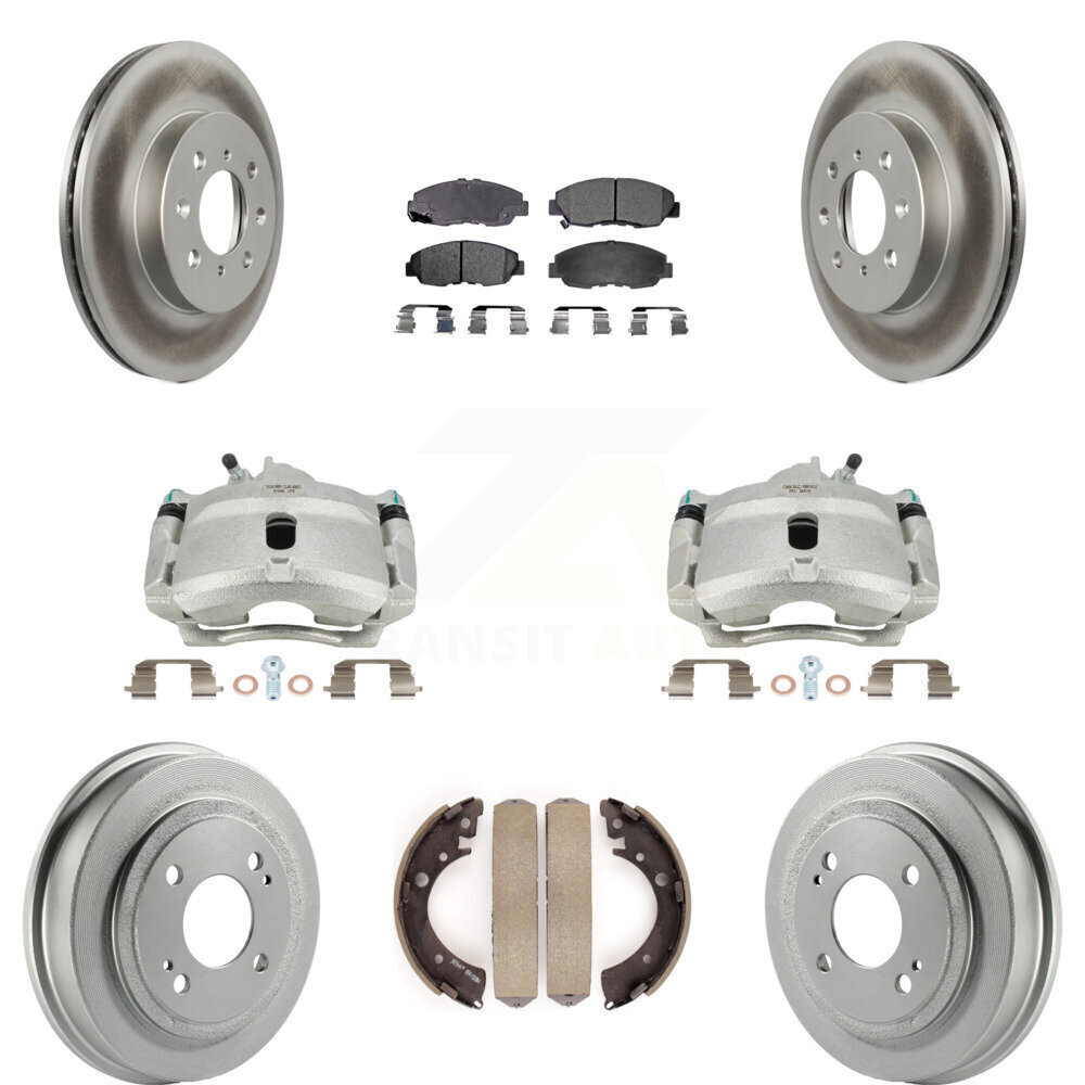 High-Performance 8Pc Ceramic Brake Pad Kit with Coated Rotors for Honda Civic