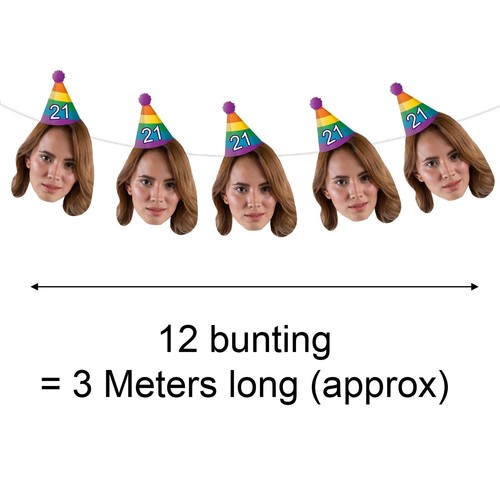 Personalised Face Bunting With Party Hat, Photo Banner CUTOUT Party Accessory - Picture 15 of 280