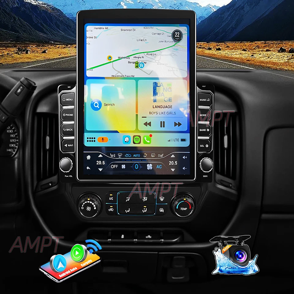 For 2014-2018 Chevrolet Silverado GMC Sierra CarPlay Android 13 Car Stereo Radio - Image 3 of 4