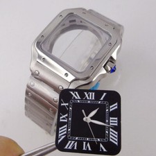 38mm Square Watch Case Hands fit NH35A NH36A 27MM Dial Glass Back Mineral Glass