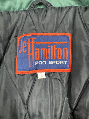 Jeff Hamilton Green Bay Packers Puffer Jacket Mens L Green Vintage