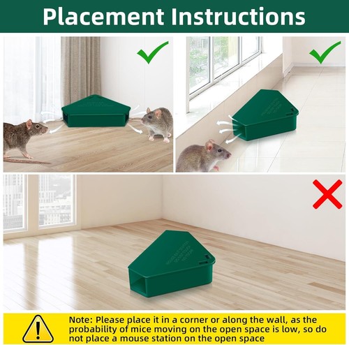 8 Pcs Mouse Bait Station with Keys Indoor Outdoor for Rats Mice Green 1 - Picture 5 of 9