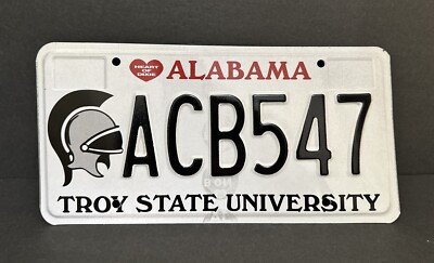 Alabama Troy State University License Plate # ACB 547