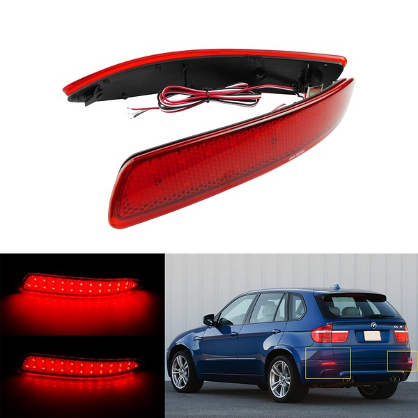 Rechts + Links StoßStangen Bremsleuchte Rot Reflektor FüR Bmw X5 E70 BJ.2006-13-image